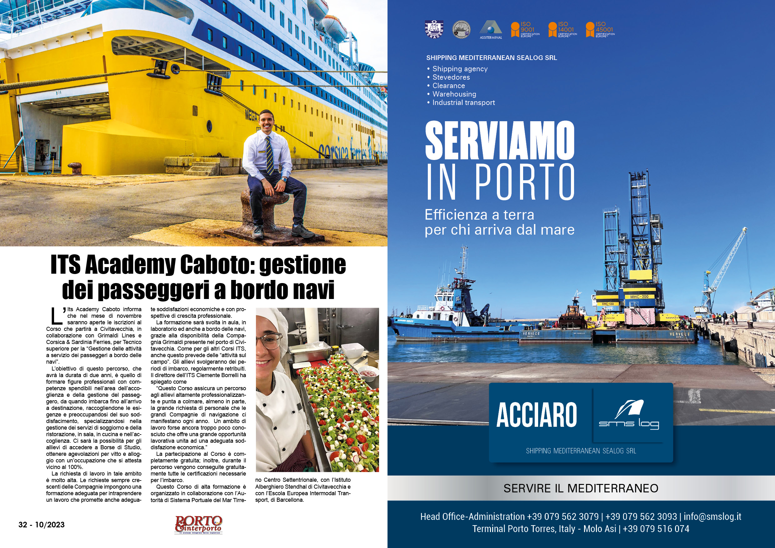 OTTOBRE 2023 PAG. 32 - ITS Academy Caboto: gestione dei passeggeri a bordo navi