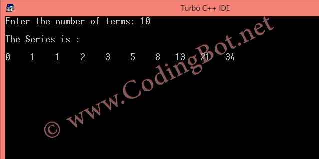 C Program To Generate Fibonacci Series