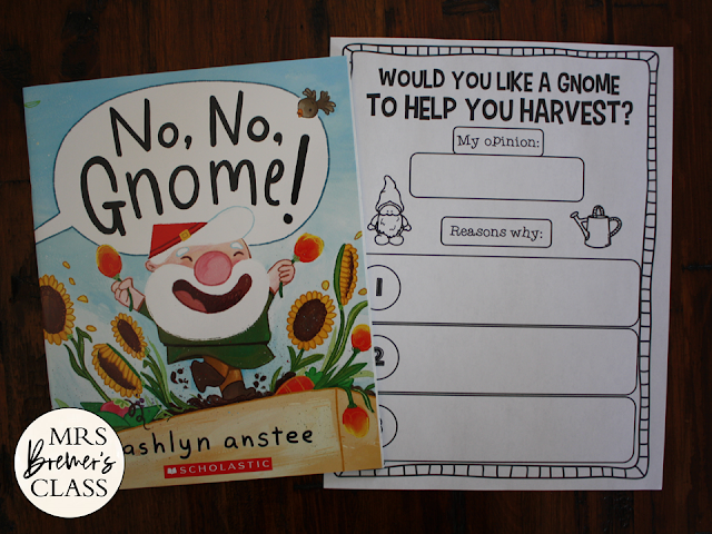 No No Gnome book activities unit with Common Core literacy companion activities for Kindergarten and First Grade