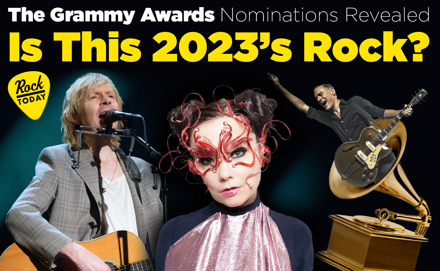 Beck, Björk and Bryan Adams. All three are nominated in the rock categories at the 2023 Grammy Awards.