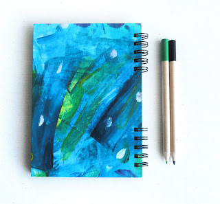 Blue notebook A6. Handbound notebook. Handpainted notebook. Blue Stationery 