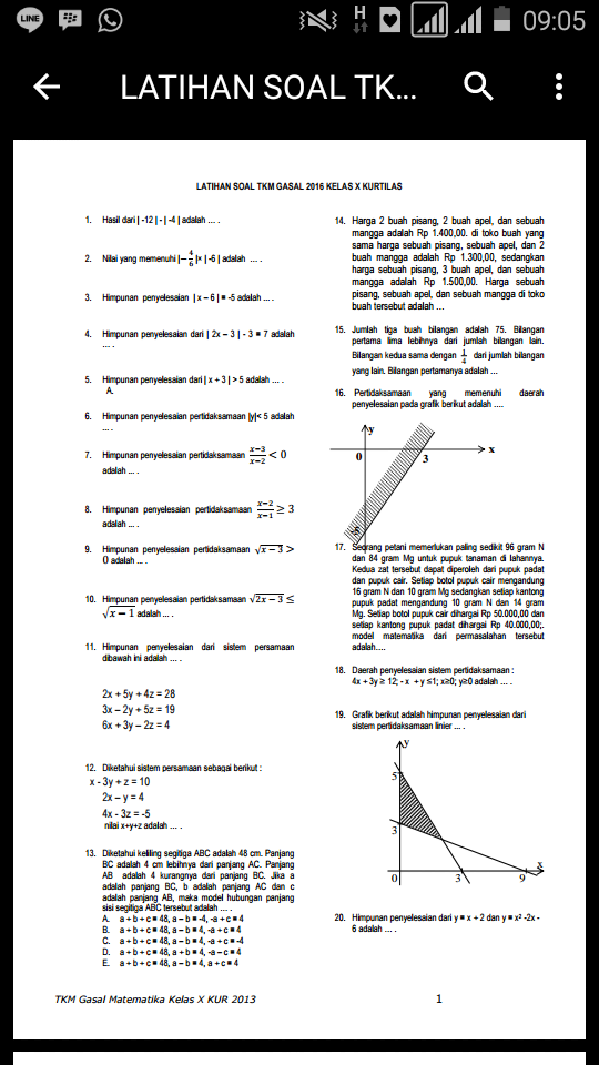 Skanisa Math: LATIHAN SOAL UAS MATEMATIKA SMK KURTILAS KELAS X GASAL 2016