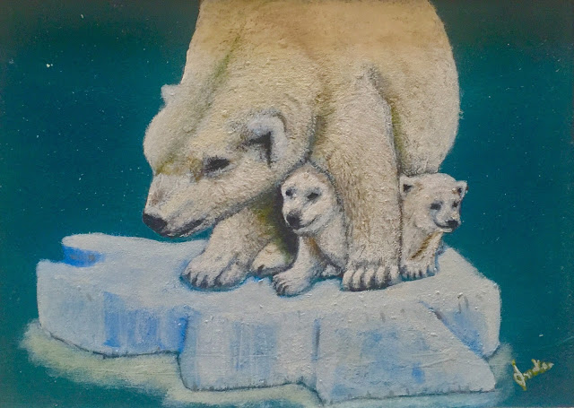 Polar Bear-and-cubs-on-melting-iceberg-endangered