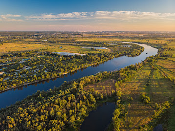 Aerial view of a river in Saskechewan