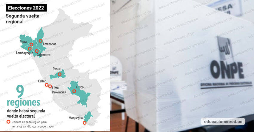 ELECCIONES REGIONALES 2022: Lista de regiones donde habrá segunda vuelta este domingo 4 de octubre