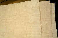 Close Up of Three Sheets High Figure Curly Maple Veneer