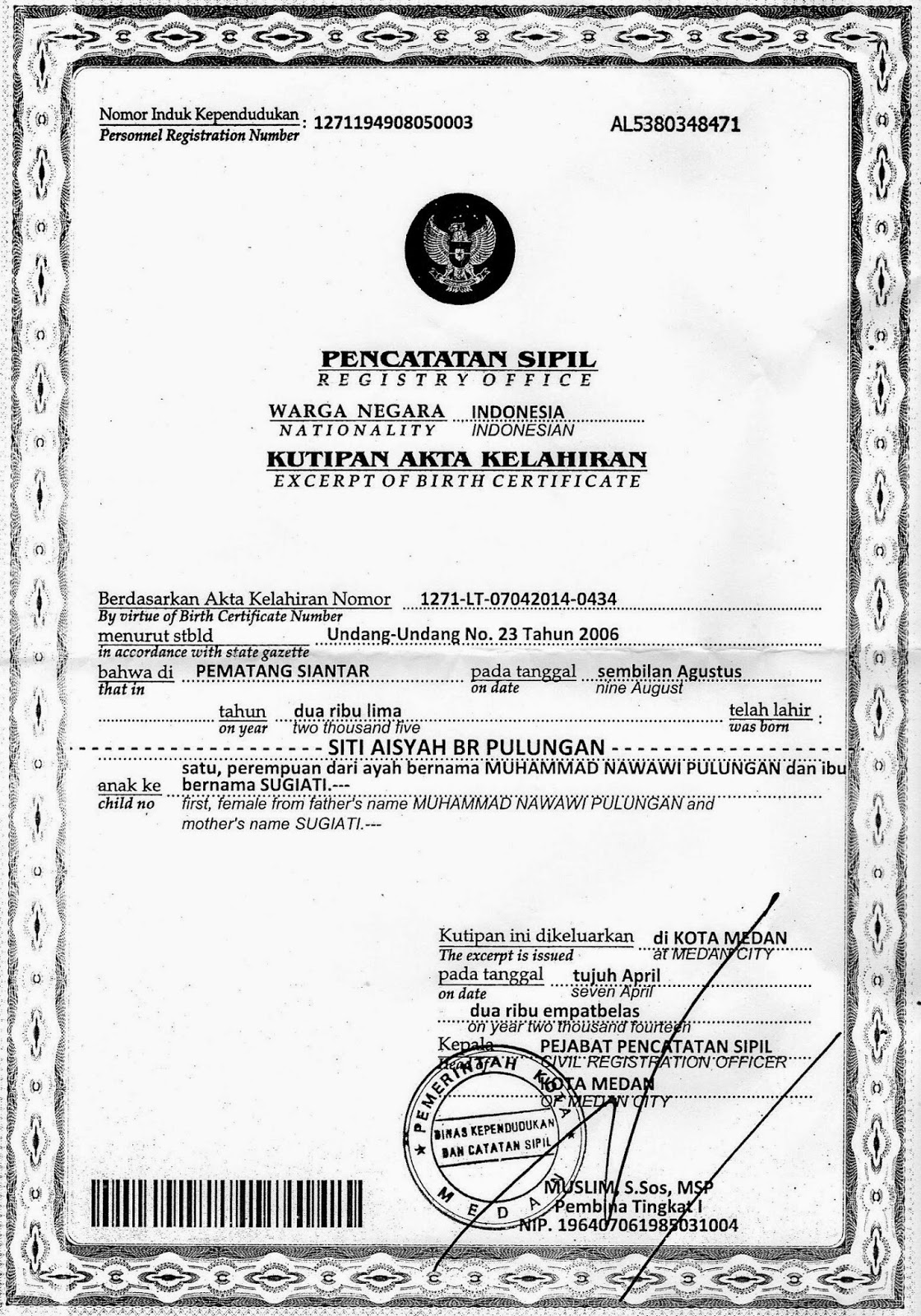 Surat Lahir Warga Negara