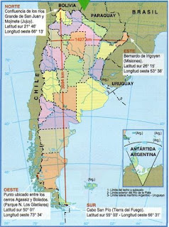 Resultado de imagen de mapa de argentina puntos xtremos
