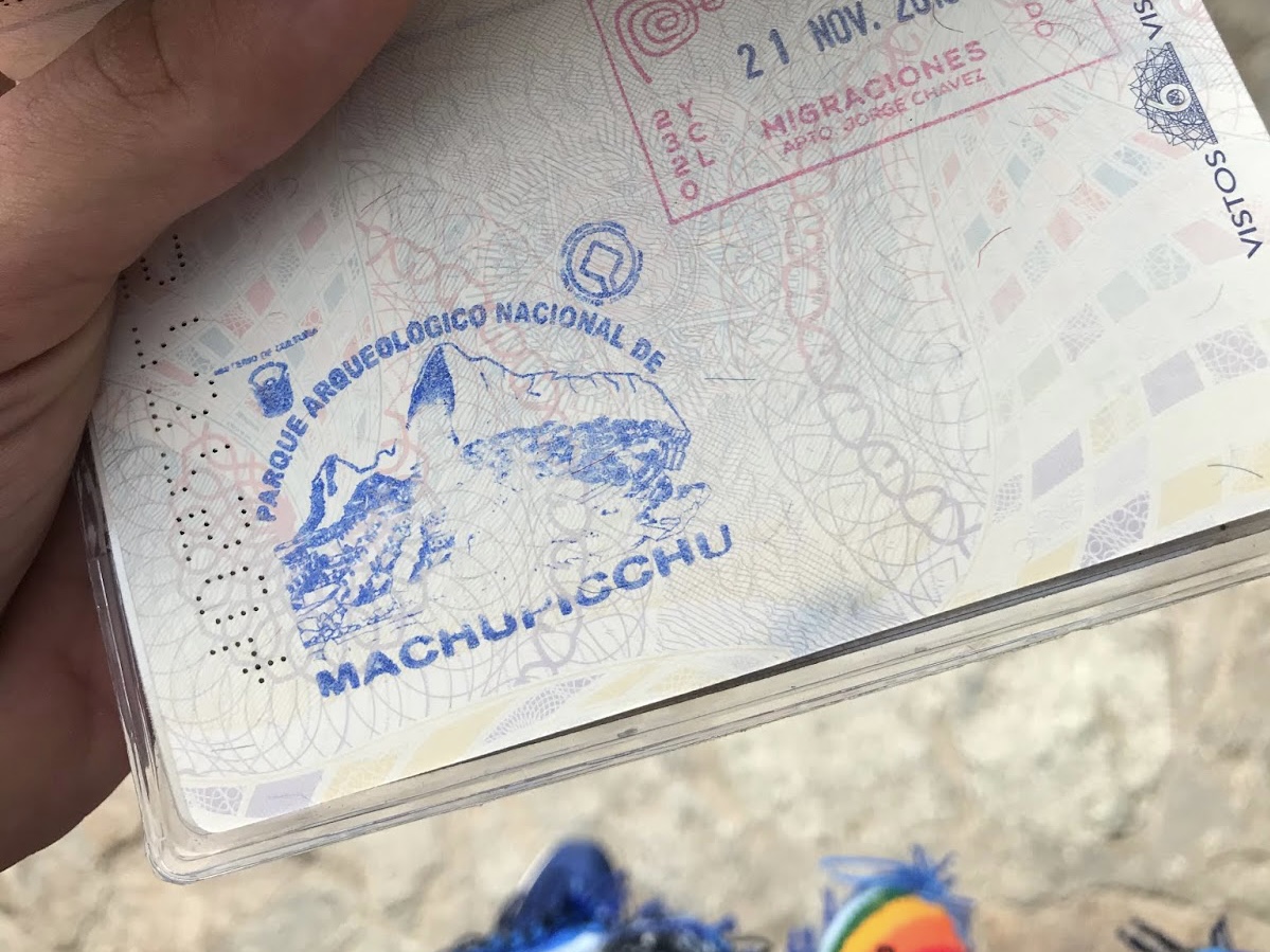 Passaporte com carimbo de Machu Picchu