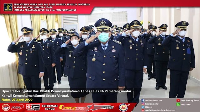 Lapas Klas II Siantar Ikuti Upacara Peringatan Hari Bhakti Pemasyarakatan Secara Virtual