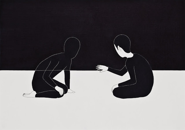 Moonassi - "Draw a curtain" - 2010 | creative emotional drawings, deep feelings, sad, black and white, cool stuff, pictures | imagenes de quietud soledad tristeza, emociones y sentimientos, dibujos bonitos minimalistas | dessins