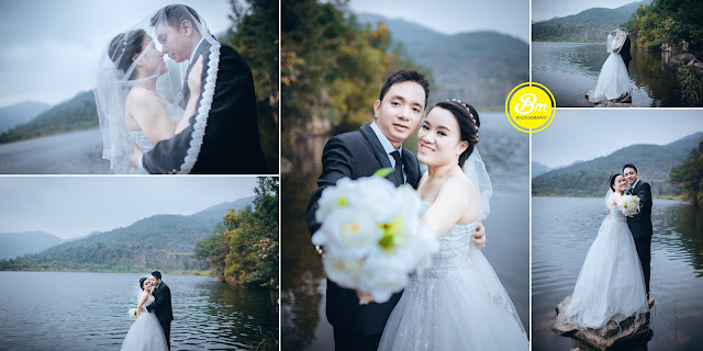 Ảnh cưới giá rẻ chụp tại hồ xanh Đà Nẵng