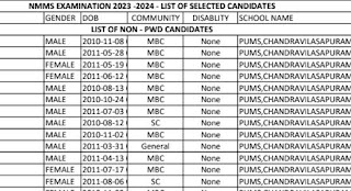 NMMS EXAMINATION 2023 -2024 - LIST OF SELECTED CANDIDATES - PDF