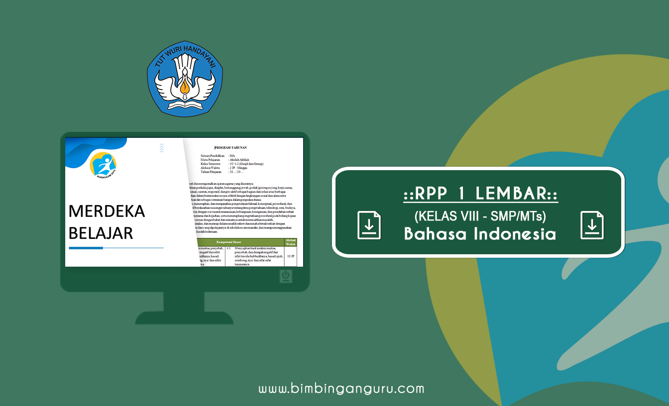 RPP 1 Lembar Bahasa Indonesia SMP Kelas VIII K13 Revisi 2022/2023 (Lengkap)