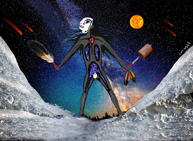 Wiindigoo Creating the Ice Poles Woodland art painting