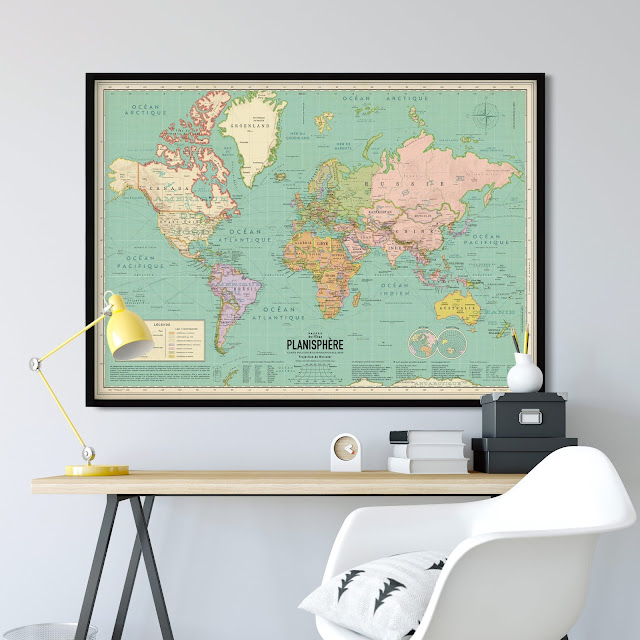 Affiche carte du monde actualisée