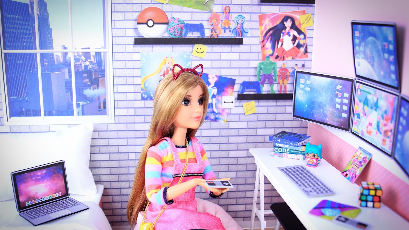 How to Make a Doll Video Gamer Room | Plus Free Printables