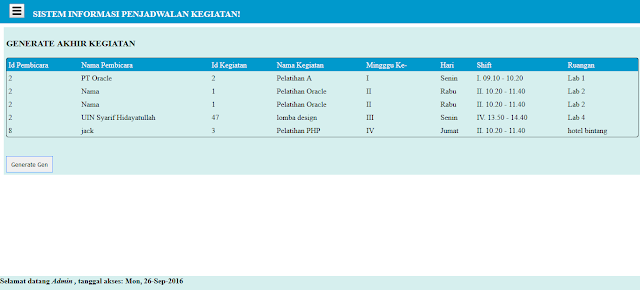 Generate Akhir Kegiatan