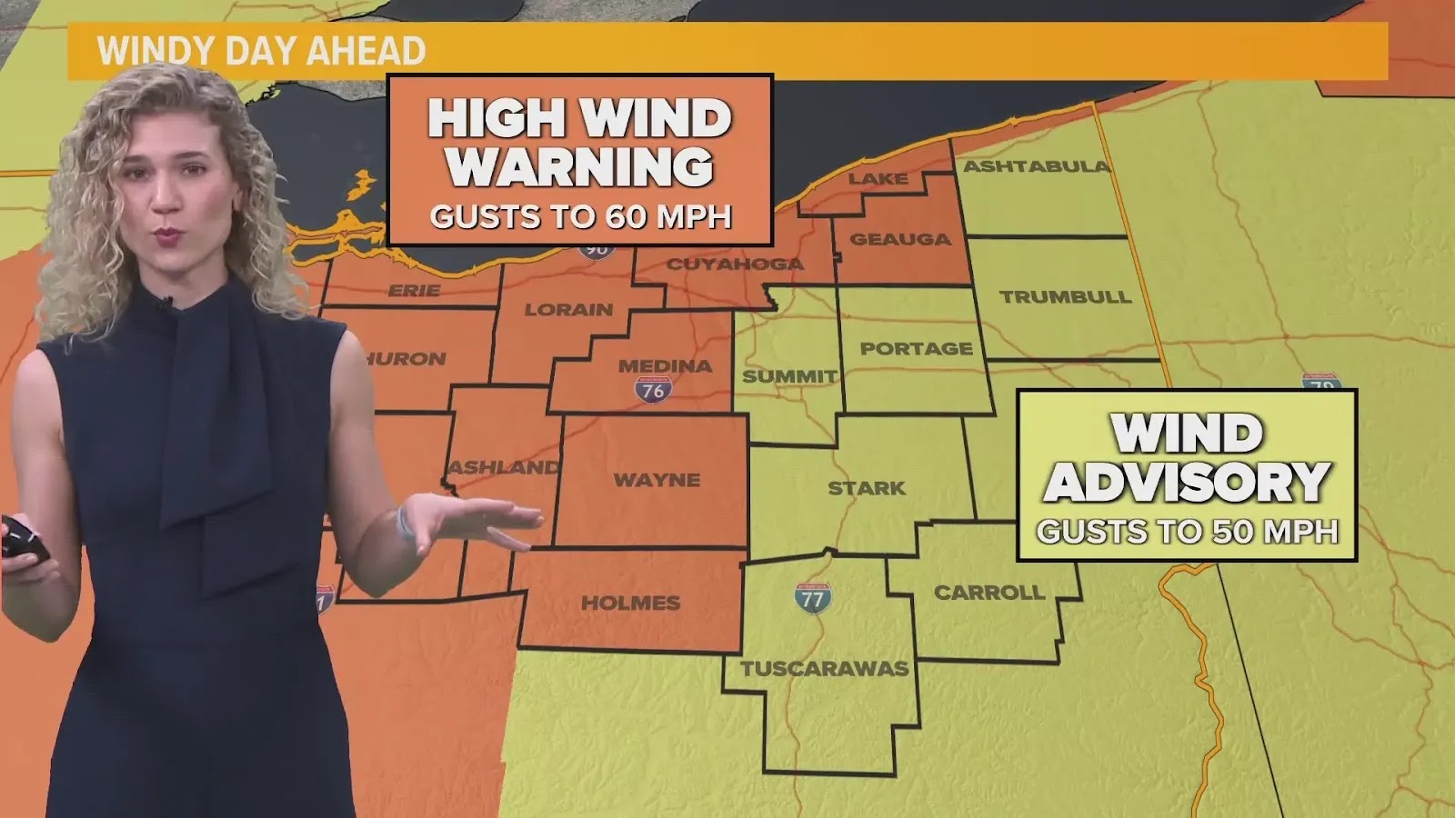 Severe Wind Warnings in Northeast Ohio Pennsylvania and West Virginia