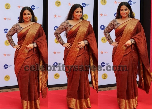 Vidya Balan Brown Silk Saree