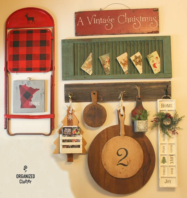 Christmas Buffalo Check Cutting Board Vignette #buffalocheck  #cuttingboard #signs #Minnesotadecor