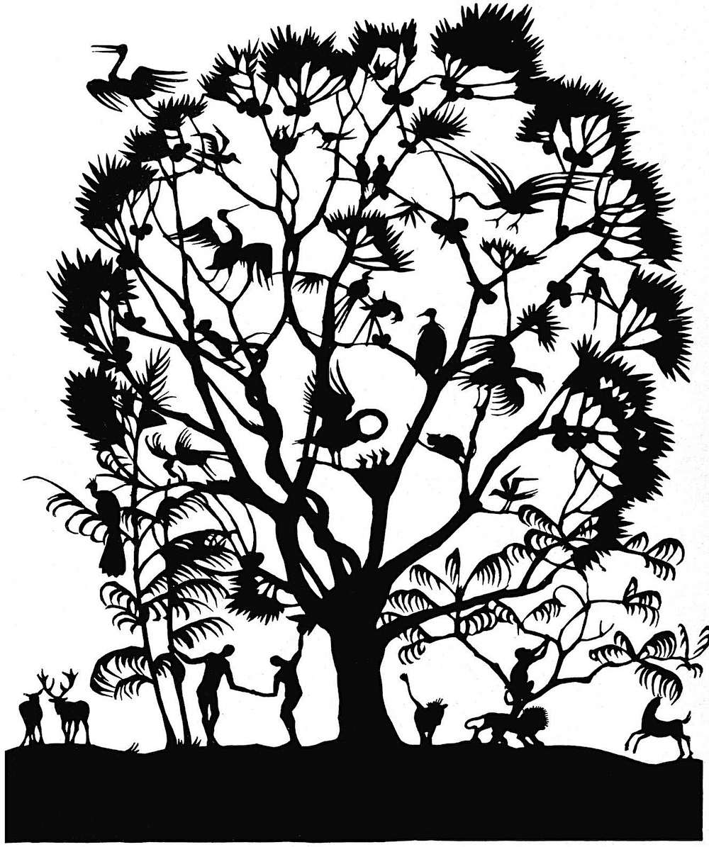 A 1921 papercut silhouette, the tree of life