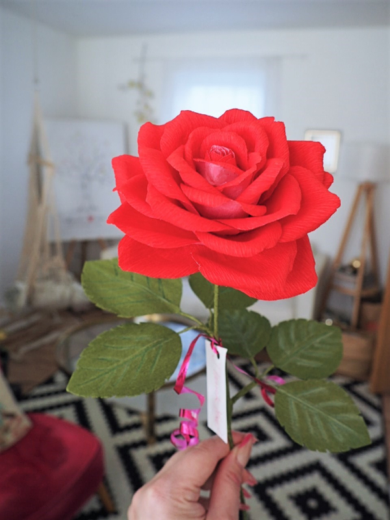 'Sisters'- Crepe Paper pink and Red Garden Roses