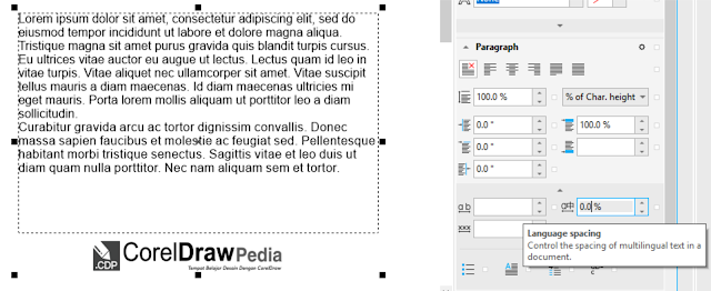 Tutorial Dasar CorelDraw -  Cara Mengatur Line Spacing (Jarak) Text di CorelDraw