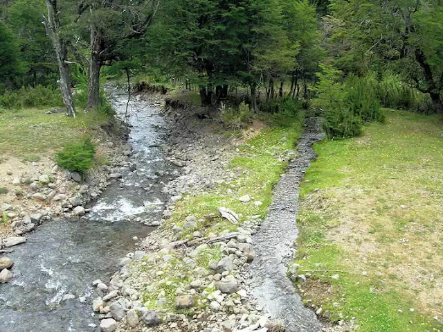 división del agua del arroyo partido en San Martín de los Andes