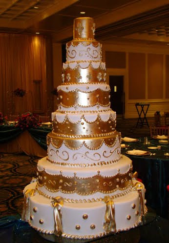 white gold wedding cake