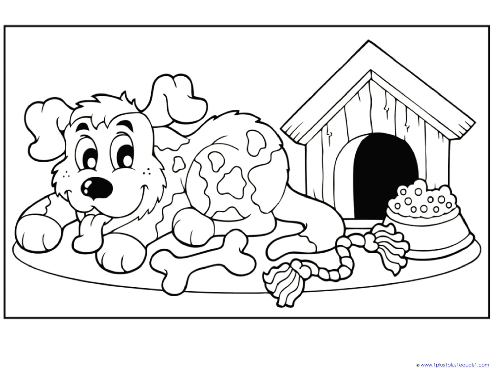 Coloring Pages Dog and Cats for Preschool 