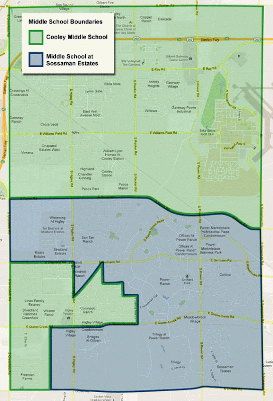 Higley Unified District Middle School Boundary Map