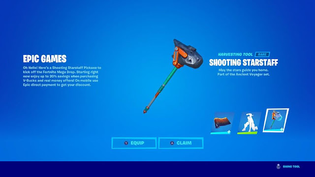 Fortnite Mega Drop Shooting Starstaff Pickaxe Epic Games Nintendo Switch