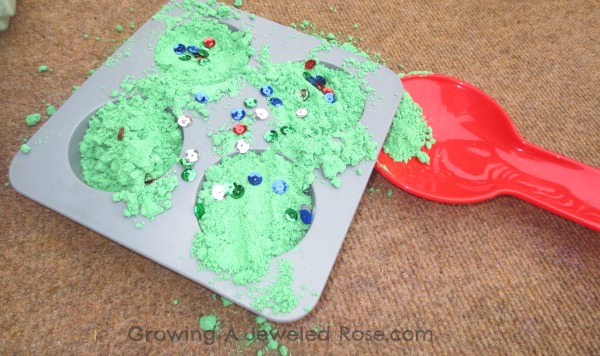 Christmas Activities- peppermint cloud dough