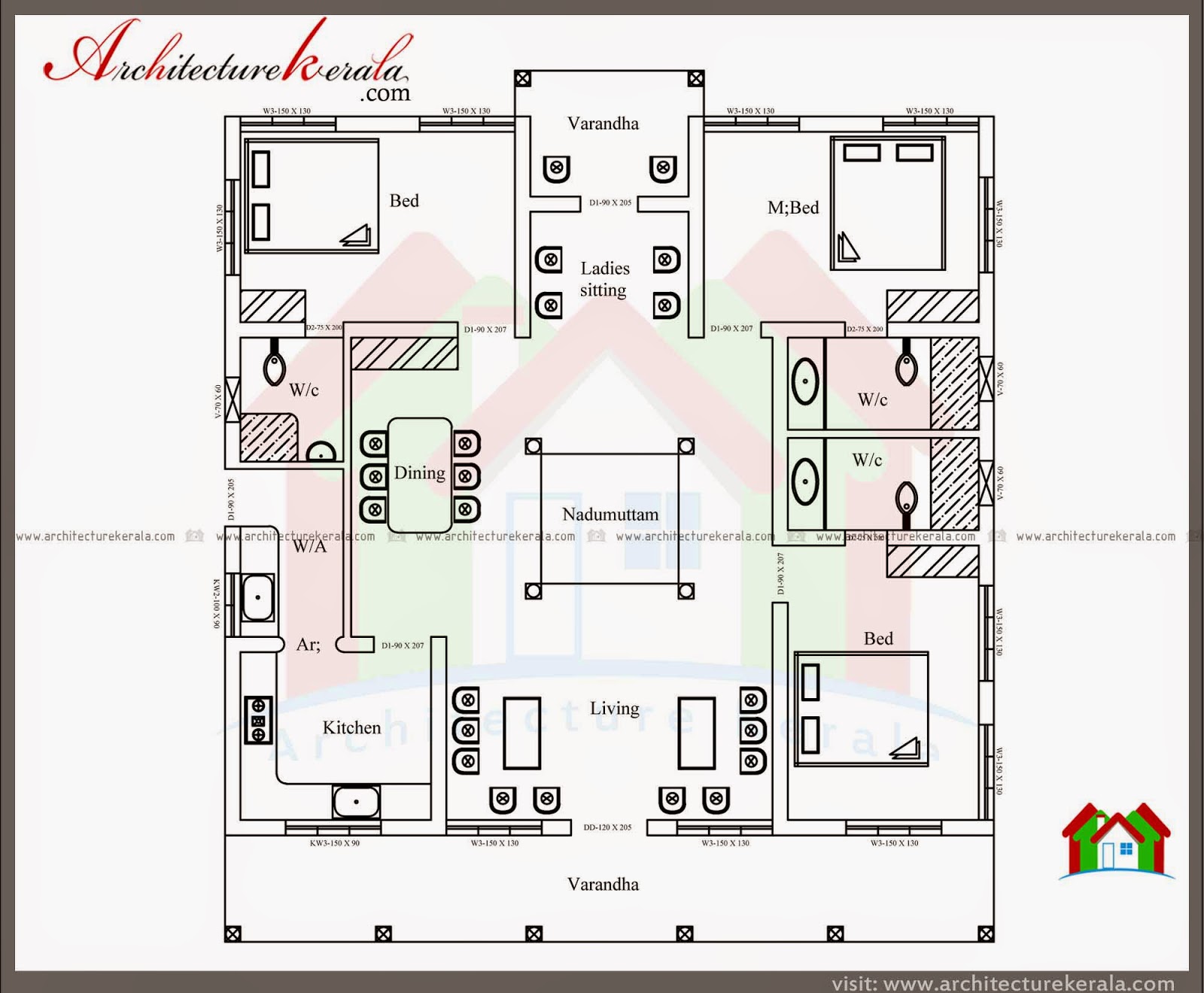 Typical Kerala Nalukettu Type Home Plan in 2000 Sq Ft with 