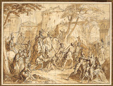 Carrying of the Cross by Antoine Dieu - Christianity, Religious Drawings from Hermitage Museum