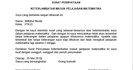 Surat Maaf Membekal Barang