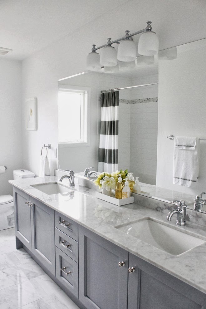 Decorating Cents: Gray Bathroom Cabinets