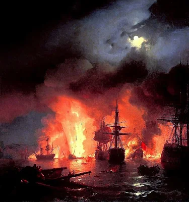 Battle of Çeşme at Night (1856) painting Ivan Aivazovsky