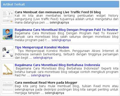 Cara Membuat Artikel Terkait Blog Dengan Gambar Di Bawah Postingan