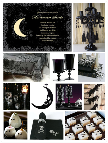  Black and white theme seems to be a perfect them for a Halloween party. You can ask you guests to wear costumes in black and white when they come to your party.