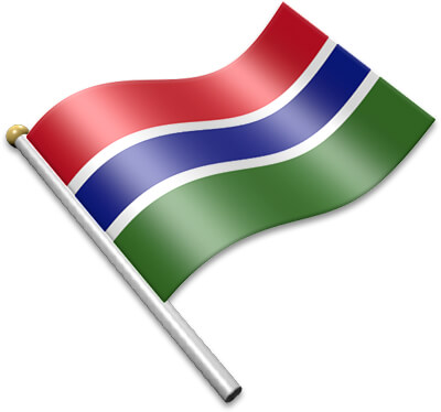 The Gambian flag on a flagpole clipart image