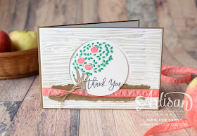 Thoughtful Branches, Exclusive product bundle, Stampin' Up!, Artisan Design Team, Woodgrain Embossing Folder, Thank you card, Papercraft by Jennifer Frost