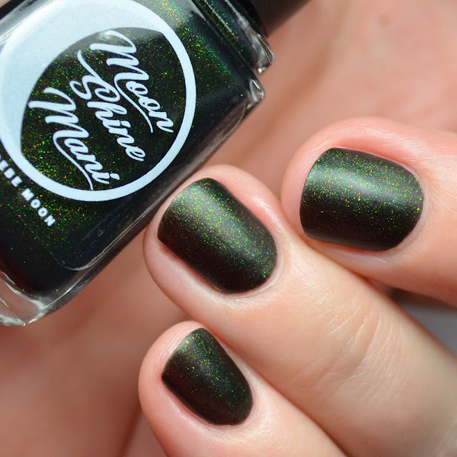black matte nail polish with color shifting shimmer