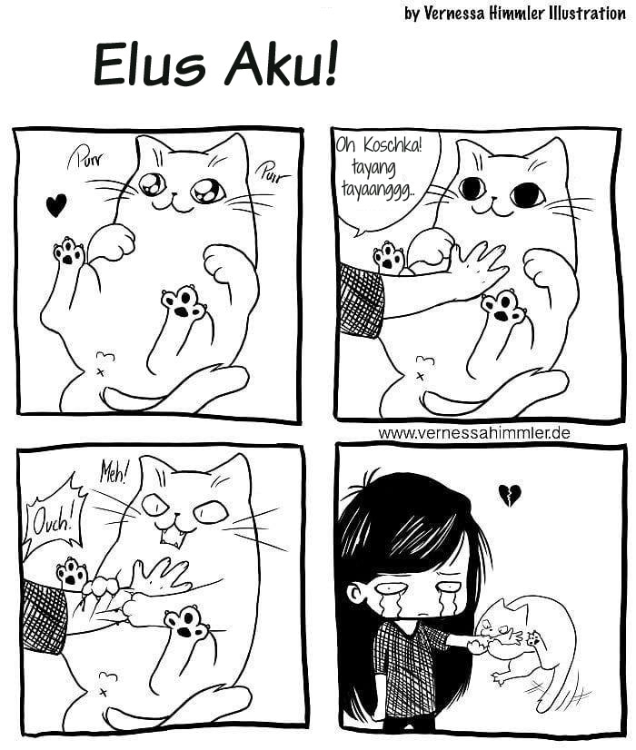  Komik Ilustrasi Kehidupan Sehari hari Bersama Dua kucing 