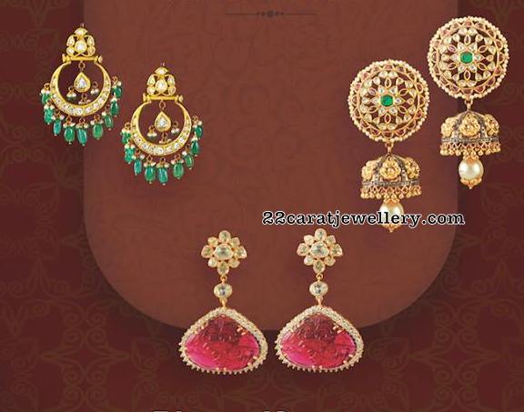 Polki and Diamond Earrings by Krishna Jewellers