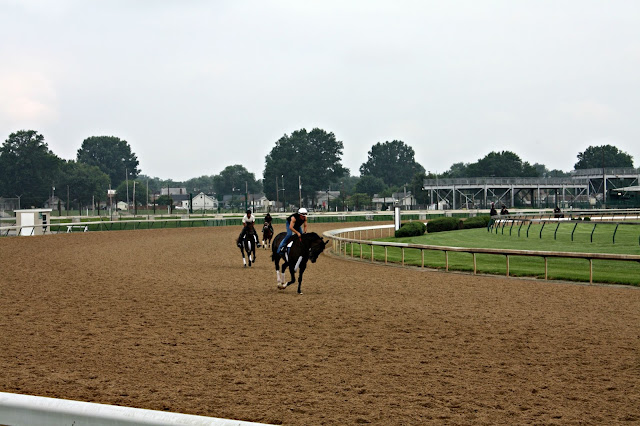 Horses exercising at the site of the Kentucky Derby