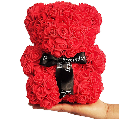 Hunk Shopper's Red Rose Teddy Bear Gift for Your Fiancé/Girlfriend/Boyfriend/Wife , Size 23 cm
