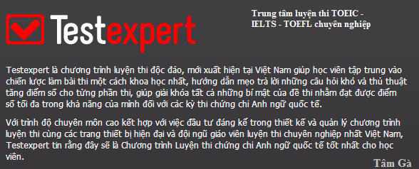 TestExpert Việt Nam chuyên luyện thi TOEIC - IELTS - TOEFL