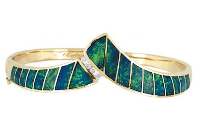 Asher - Gold Opal & Diamond Bangle